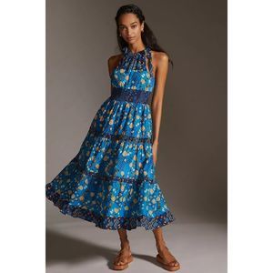 Anthropologie Love The Label Halter Printed Maxi Dress size Large